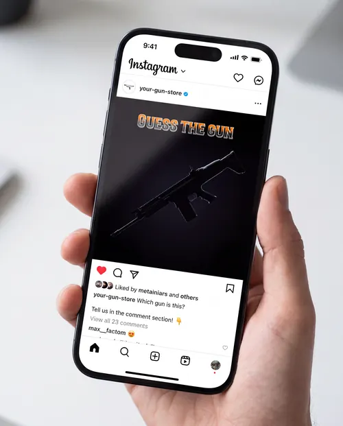 Exemple de publication Instagram montrant la silhouette d'un fusil : devinez le modèle